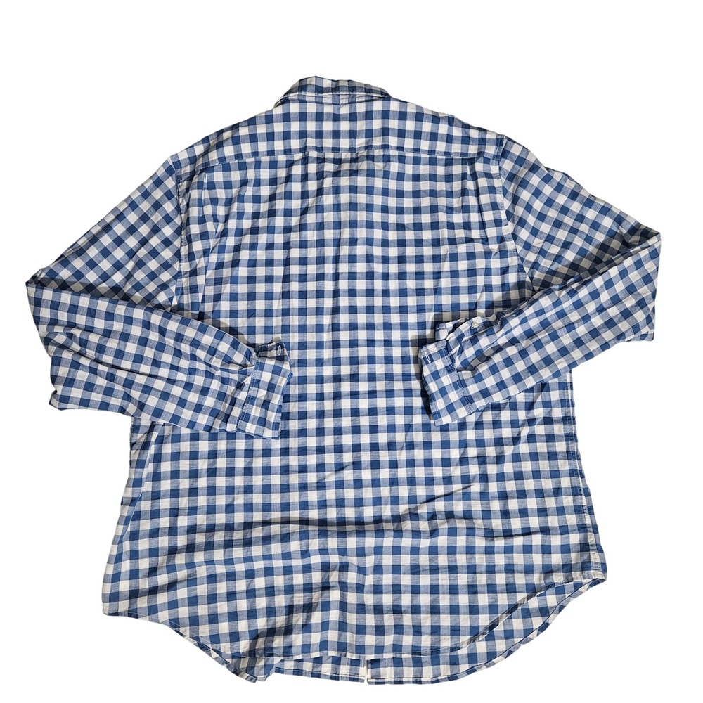 Lacoste Mens Blue White Gingham Check Button Down Shirt Classic Fit Size 44 - Picture 2 of 5